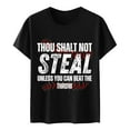thumbnail image 5 of ZJXFGS Summer Tops, Graphic Tees for Women, Thou Shall Not Steal Unless You Can Beat The Throw Women's Letter Print Round Neck Short Sleeve T Shirt Top, Cotton Shirts for WomenBlackL, 5 of 5