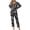Black White Floral, variant on Anygrew Women's Pajamas Set Long Sleeve Shirts and Long Pants 2 Piece Pjs Sleepwear with Pockets