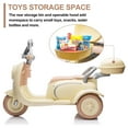 thumbnail image 3 of 12V Two Motors Kids Ride On Electric Motorcycle, 2 Seater Three Wheel Ride On Toy with Adult Flip Seat, Bluetooth Music, USB, LED Headlight, Oversized Trunk, Ride On Motorcycle for Kids 3-6, Beige, 3 of 9