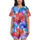 thumbnail image 1 of Balery Bright Flowers Conjunto de Pijama para Mujer con Estampado, Dos Piezas de Manga Corta y Shorts, Ropa de Dormir Suave con Cuello Redondo y Bolsillos-Large, 1 of 6