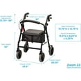thumbnail image 3 of NOVA Zoom Rollator Walker with 22 Seat Height, Rolling Walker with Locking Hand Brakes, Padded Seat and 8 Wheels, Color Red, 3 of 10