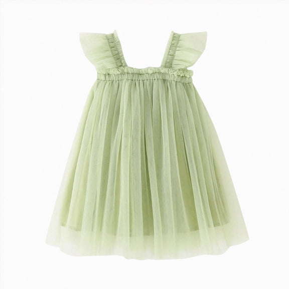 KPOPLK Girls Spaghetti Strap Dress Toddler Summer Dresses Kids Beach Casual Sundresses with Pockets(2-3 Years,Green)