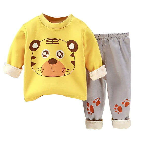 Owordtank Toddler Baby Boys Girls Clothes Long Sleeve Cute Cartoon Sweatshirt Pullover Tops Cotton Trousers Pants Outfit Set