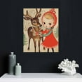 thumbnail image 4 of COMIO  Vintage Wall Art Retro Gifts for Kids Cute Girls Hugging Deer Aesthetic Picture Prints Rustic Christmas Reindeer Room Wall Decor Simple Winter Canvas Posters Decor, 4 of 4