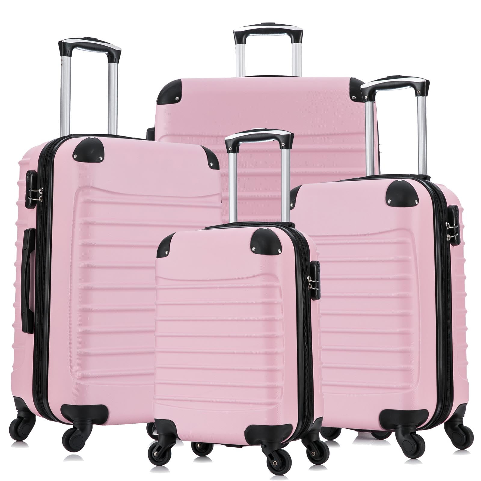 Luggage Expandable 4 Piece Set Suitcase ABS Hardshell Hardside Lightweight  Durable Spinner Wheels (18/20/24/28 inch), Pink