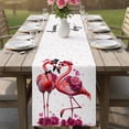 thumbnail image 4 of Valentine's Day Table Runner - 60 Inch Long Red Flamingos Roses Love Romance White Cotton and Linen Blended Dress Scarves Farmhouse Table Runner for Kitchen Dining, Coffee Table, 13" x 60", 4 of 8