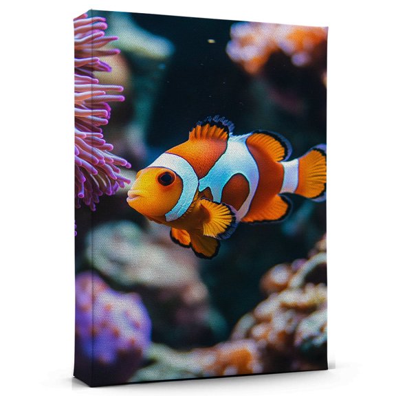 Clownfish Ocellaris Canvas Wall Art Animal Decor, Clownfish Ocellaris Canvas Prints Wild Animal Artwork for Living Room Bedroom Office 190HD263