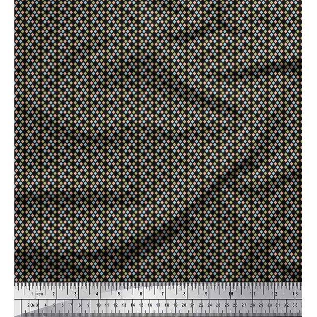 Soimoi Silk Fabric Geometric Small Decor Fabric Printed Yard 42 Inch Wide