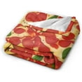 thumbnail image 4 of Pizza Blanket Soft Cozy Food Funny Throw Blanket Gift for Women Girls Super Plush Warm Pizza Tamato Stuff Lightweight Fleece Flannel Gift Blankets for Kids Adults Pizza, 4 of 7