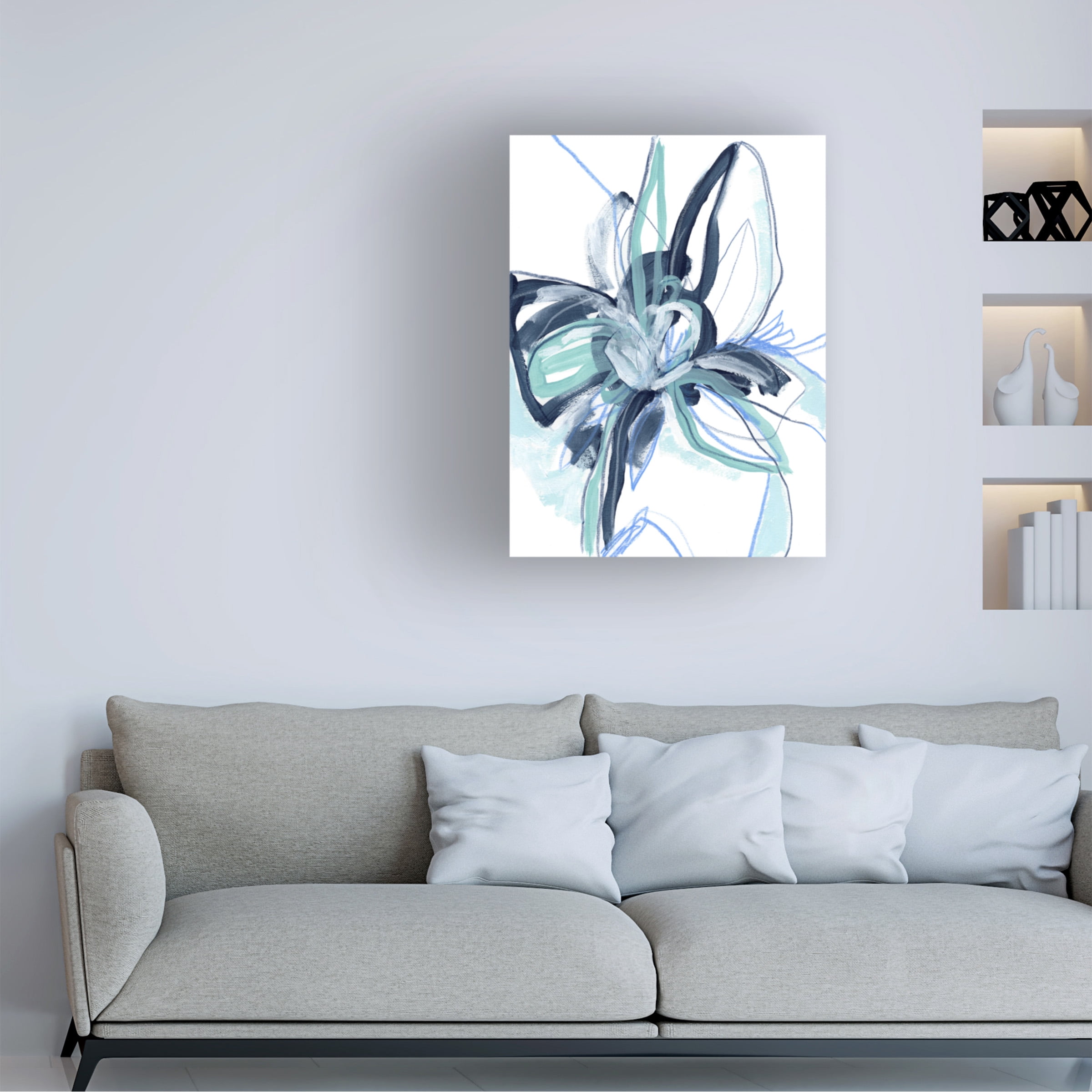 June Erica Vess 'Blue Floral Burst II' Canvas Art