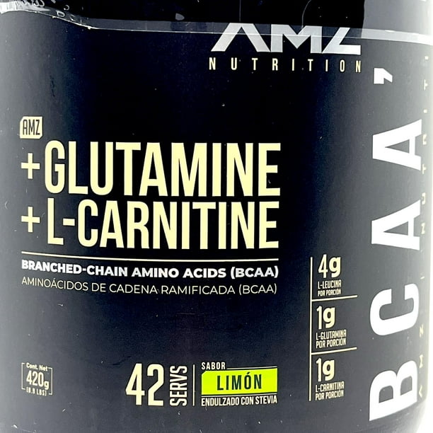 bcaa con l carnitina BCAA's Glutamina + L- Carnitina AMZ 420 gr Limón 42 serv