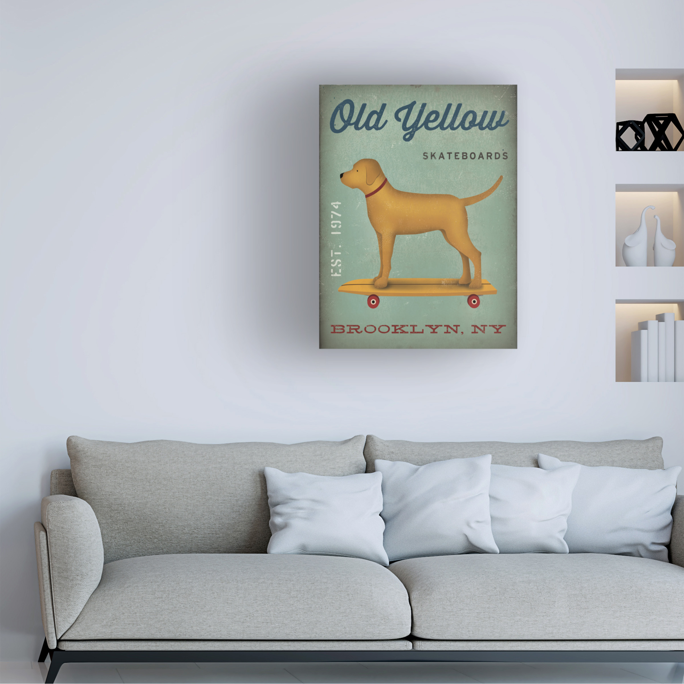 Trademark Fine Art 'Golden Dog on Skateboard' Canvas Art by Ryan Fowler