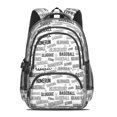 thumbnail image 2 of Baseball Words and Icons White Backpack for School, Cute School Bag with Adjustable Shoulder Straps and Padded Back, 16.9"x12.6"x5.9", 2 of 5