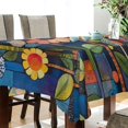 thumbnail image 4 of Yayeee Tablecloths for Rectangular Tables 54 x 54 inch Party Table Cover, Blue Colorful Flowers, 4 of 6