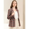 thumbnail image 3 of INSPIRE CHIC Blazer Veste à Carreaux Style Boyfriend Pied-de-Poule Longueur Hanche pour Femme Brun Rouge G, 3 of 6