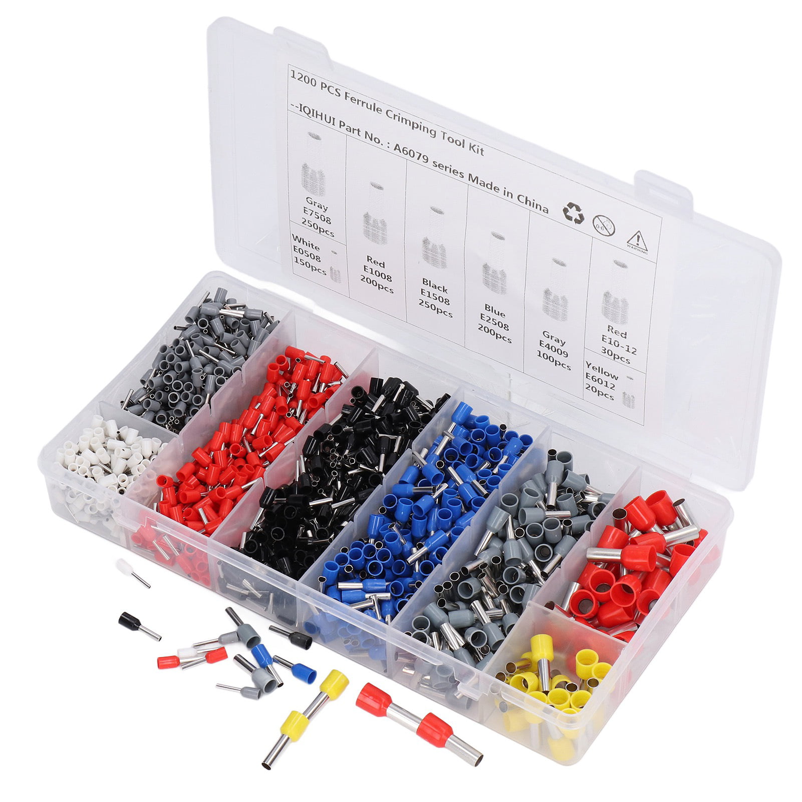 1200Pcs Insulated Assorted Electrical Wiring Connectors Crimp Terminals Set Kits 