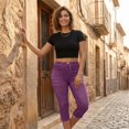 thumbnail image 5 of Jean Capris for Women Stretchy High Waisted Denim Capri Leggings Casual Pants with Pocket, 2XL, 5 of 7