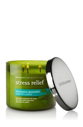 Bath & Body Works Aromatherapy Stress Relief 3-Wick Candle Eucalyptus Spearmint 