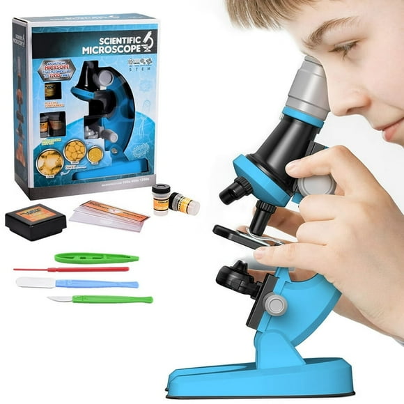 Microscope for Kids Beginners 100X 400x 2000X Magnification Kids Science Toys Microscope Kit with Microscope Slides LED Light and Box Education Scientific Toys for Child