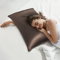 thumbnail image 6 of PiccoCasa 2 Pack 19 Momme Silk Pillow Covers for Queen Size Pillow, Chocolate 20"x30", 6 of 7