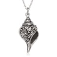 thumbnail image 1 of 925 Sterling Silver Fancy Aquatic Oxidized Seashell 18’’ Pendant Necklace-Rhodium-Plated, 1 of 6