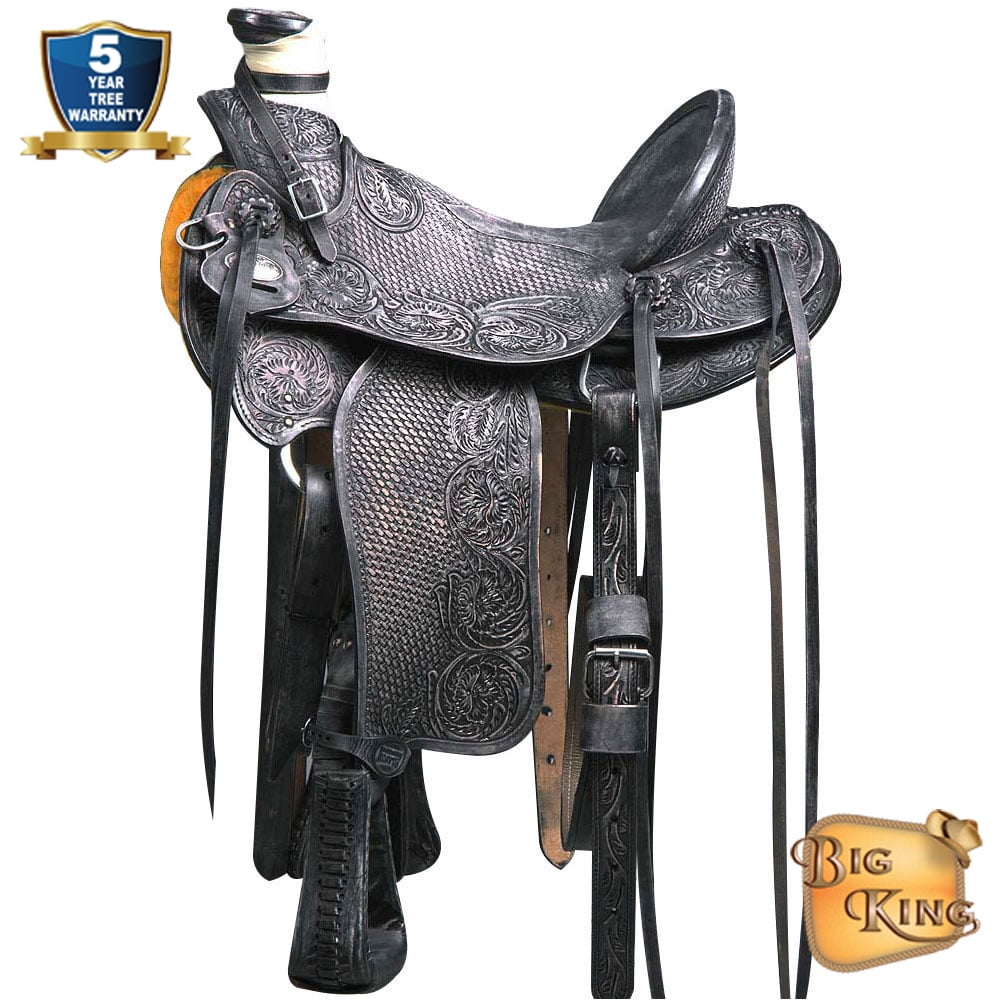 WESTERN HORSE SADDLE USED HORSE TACK 17 16 ROPING ROPER RANCH PLEASURE LEATHER 