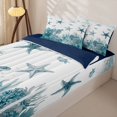 thumbnail image 3 of Homewish Sea Starfish Turtle Zipper Full Size Comforter Sets with Fitted Sheet and 2 Pillowcases,Summer Nautical Sealife Ocean Coral Zipper Bedding Set,Reversible,4 Pieces, 3 of 7