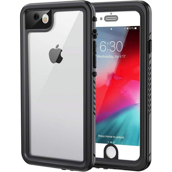 REQO iPhone 8 Plus Case, iPhone 7 Plus Case, IP68 Waterproof Dustproof Case with Built-in Screen Protector, Full Body Protective Cover for iPhone 7/8 Plus (5.5 inch, Black)