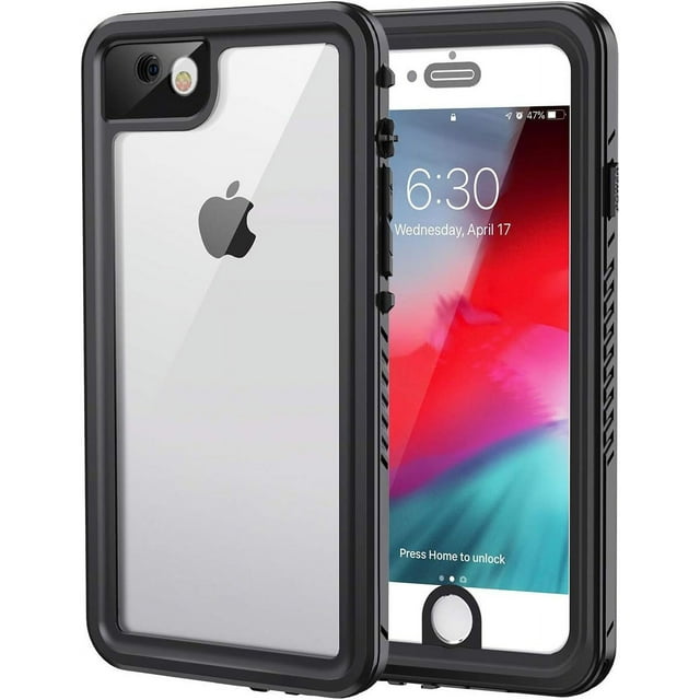MYKOMI iPhone SE 2020/2022, 8,7 Case - IP68 Waterproof Dustproof Shockproof, Built-in Screen Protector, Full Body Underwater Protection (Black)