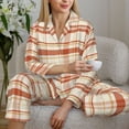 thumbnail image 6 of Sigee Minimalist plaid for Women’s Pajama Sets Long-Sleeved Pjs Sets for Women 2 piece Sleepwear-Small, 6 of 7