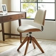 thumbnail image 2 of Adjustable Modern Swivel Leather Desk Task Chair Criss Cross for Makeup Vanity Ivory, 2 of 9