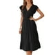 thumbnail image 2 of Vestido De Mujer Casual Con Cuello En V Vestido Midi Mangas Onduladas Una Línea De Color Puro Vestido De Verano Con Volantes, 2 of 6