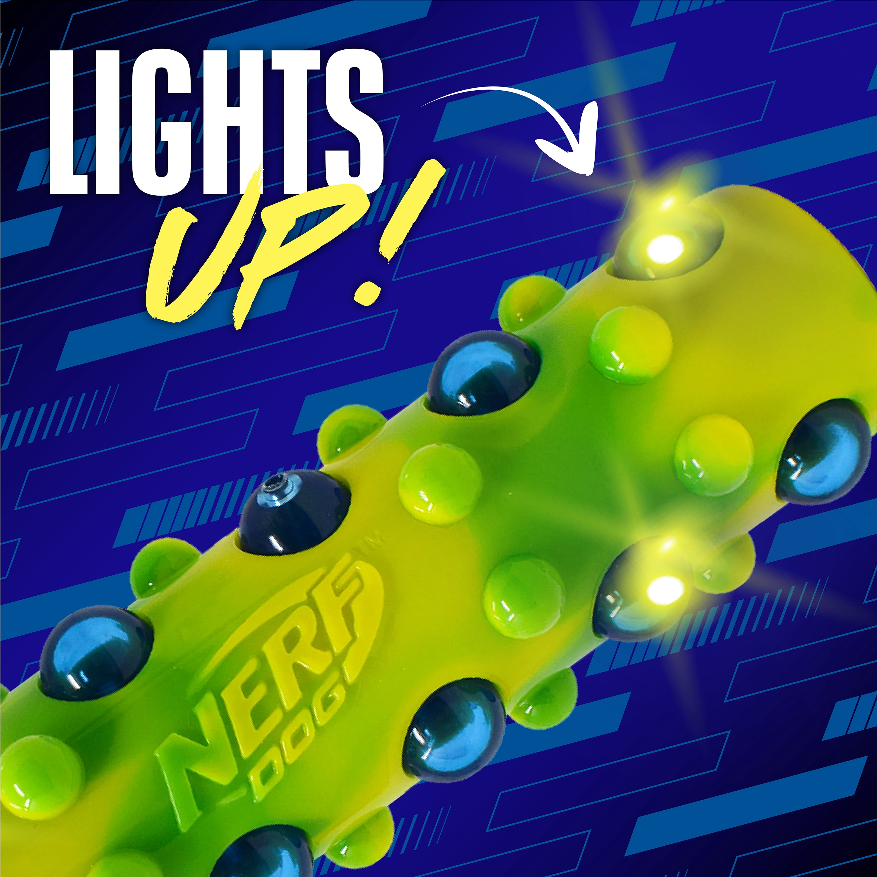 Nerf Dog TPR LED Bubble Light Up & Squeak Stick, 7 inch