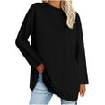 thumbnail image 2 of BVOFAR Women's Oversized Casual Shirts 2025 Round Neck Long Sleeve Baggy Tees Solid Color Cozy Tunic Tops, 2 of 6