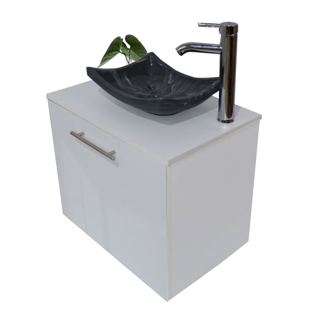 Gabinete para Baño DECOMOBIL con Lavamanos Y Monomando Izquierdo Blanco/Gris GABINETE 07
