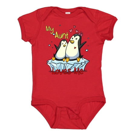 

Inktastic My Aunt Loves Me Penguin Boys or Girls Baby Bodysuit