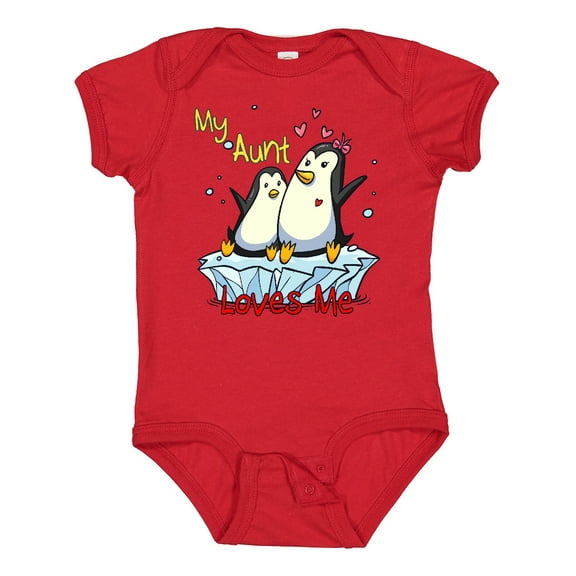 Inktastic My Aunt Loves Me Penguin Boys or Girls Baby Bodysuit