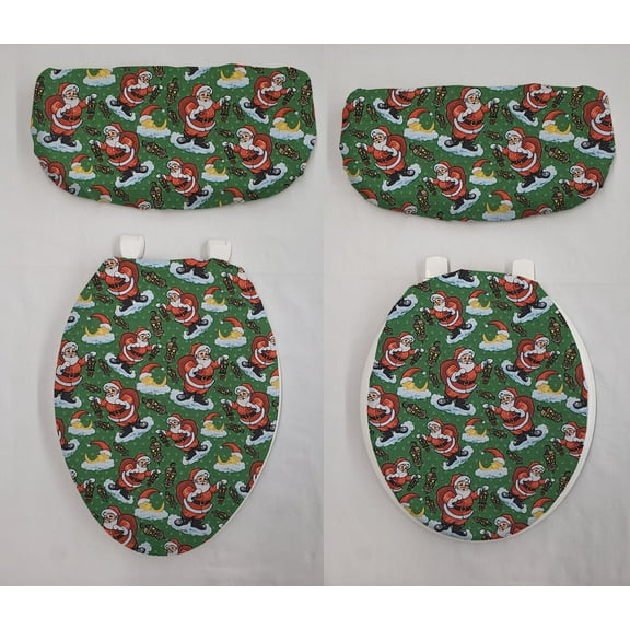 Christmas Toilet Seat Lid and Tank Cover Set by Penny's Needful Things (Santa)
