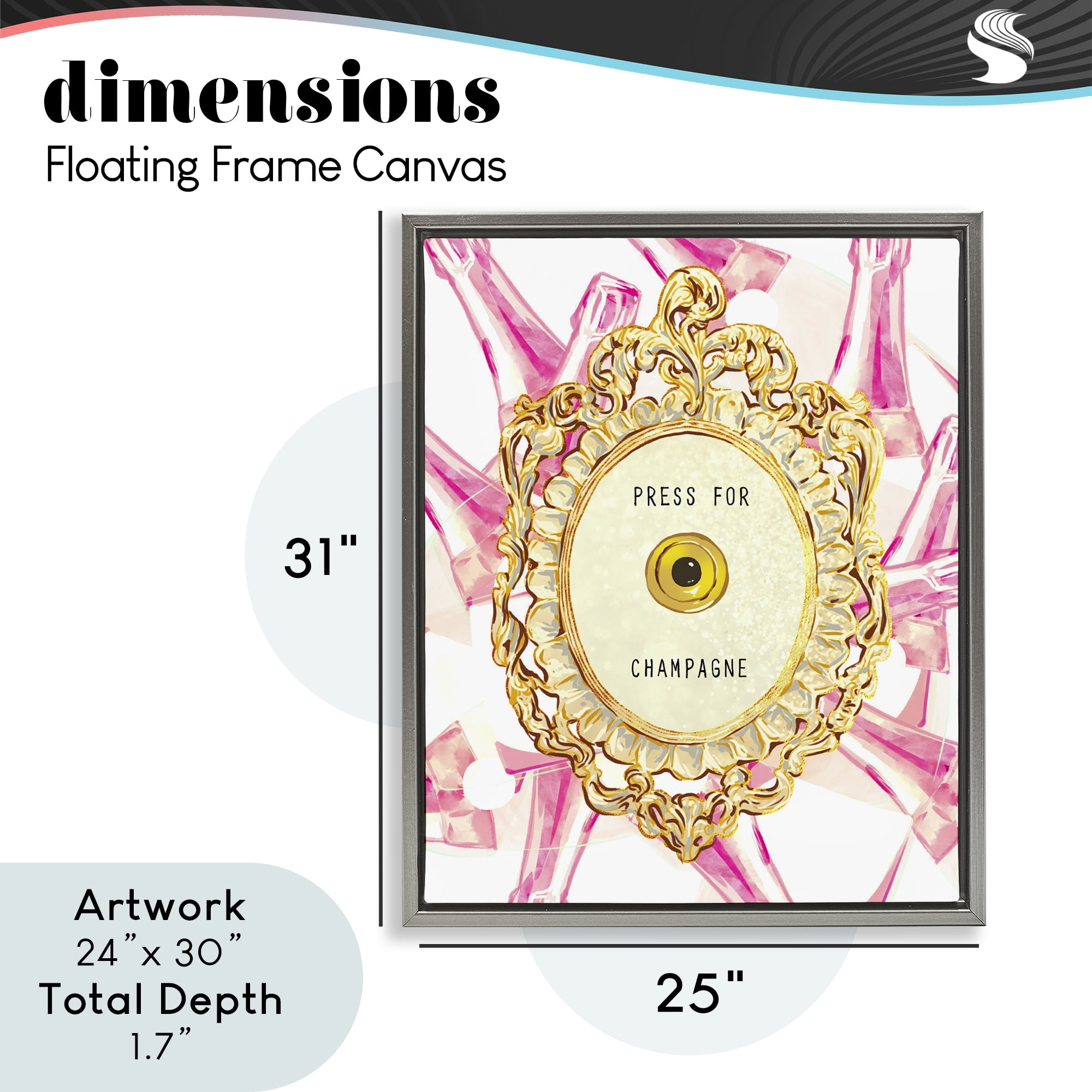 Champagne Doorbell with Pattern Gray Framed Floater Canvas Wall Art, design by Ziwei Li