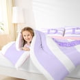 thumbnail image 3 of Erosebridal Bling Glitter Print Stripes Twin Comforter Sets 3-Piece For Boys Girls,Teens Purple Bow D Letter Monogrammed Bedding Set,Pink Reversible, 3 of 6