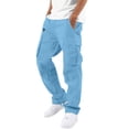 thumbnail image 4 of Jovrlynd Men's Cargo Sweatpants Drawstring Elastic Waist Straight Relaxed Fit Athletic Hiking Pants Plus Size Casual Cargos, M-3XL, 4 of 8