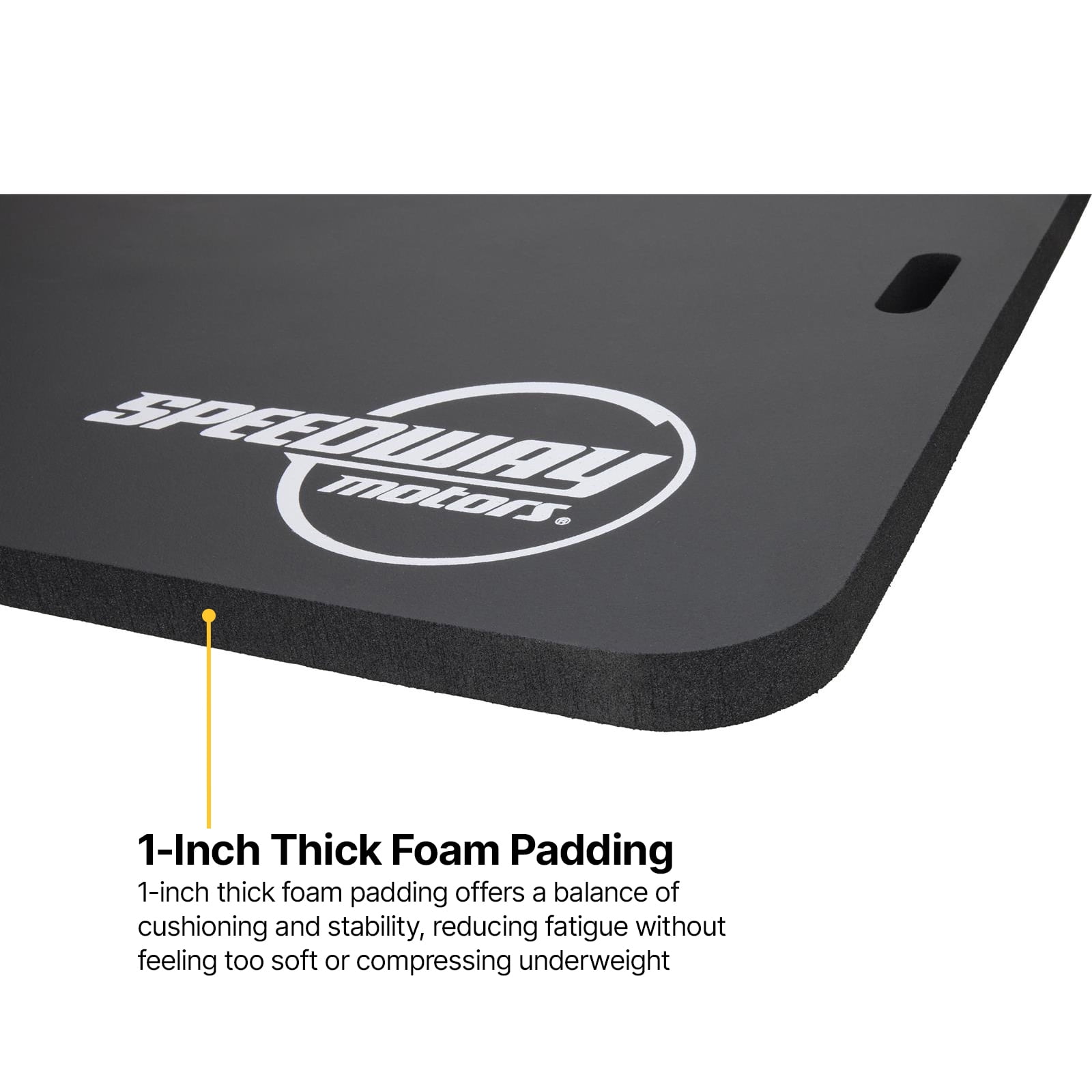 Speedway Motors Large Foam Work Mat and Kneeling Pad for Garage or Racing Pits, 46 x 30 x 1 Inch Thick Comfortable Mechanic Pad with Dual Carry Handles for Under-Vehicle Service