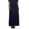 thumbnail image 6 of ALEX EVENINGS Womens Navy Lace Zippered Sequined Scalloped Lined Floral 3/4 Sleeve Crew Neck Full-Length Evening Gown Dress 6, 6 of 7