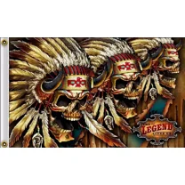 3X5 THE LEGEND LIVES ON INDIAN BIKER MOTORCYCLE BANNER 100D W/ GROMMETS (JC)