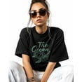 thumbnail image 2 of T Shirts for Women Short Sleeve Cotton Crewneck T-Shirt, The Ocean Green Turtle Simple Style Tee Tops Casual Basic T-Shirts, XS-5XL Black XS, 2 of 7