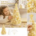 thumbnail image 2 of Diy Beaded Christmas Tree Kit with Gold and White Pearls, Tabletop Decoration Craft Set for Holiday Crafting, 2 of 4