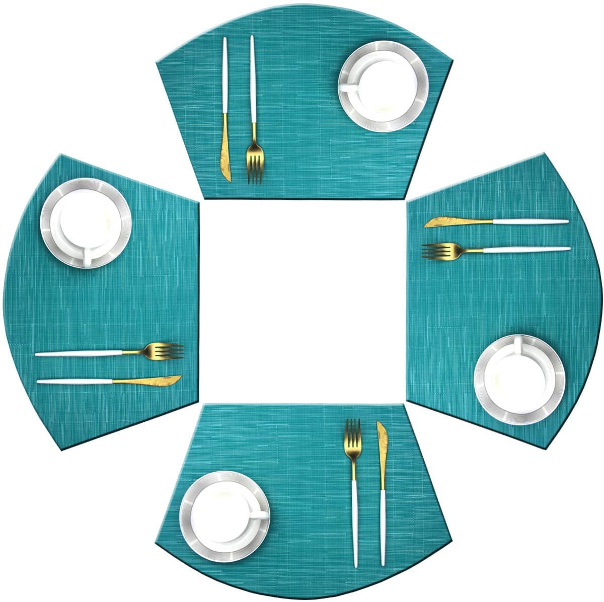 Wedge Shape Placemats for Round Dinner Table Woven Vinyl Non Slip