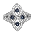 thumbnail image 4 of White Sterling Silver Ring Band with Stones Cubic Zirconia CZ Blue, 4 of 5