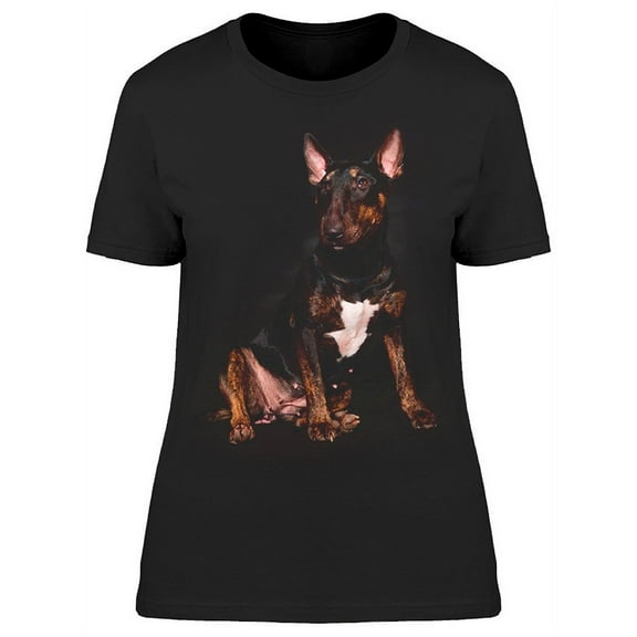 A Black Bull Terrier Sitting T-Shirt Women -Image by Shutterstock, Female Medium
