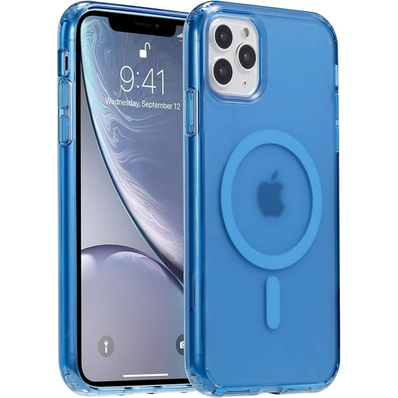 for iPhone 11 Pro Max Magnetic Case, Built in Magnets Compatible with MagSafe, Translucent Matte Hard PC Back Cover Soft TPU Frame Slim Bumper Case for iPhone 11 Pro Max(6.5"),Blue